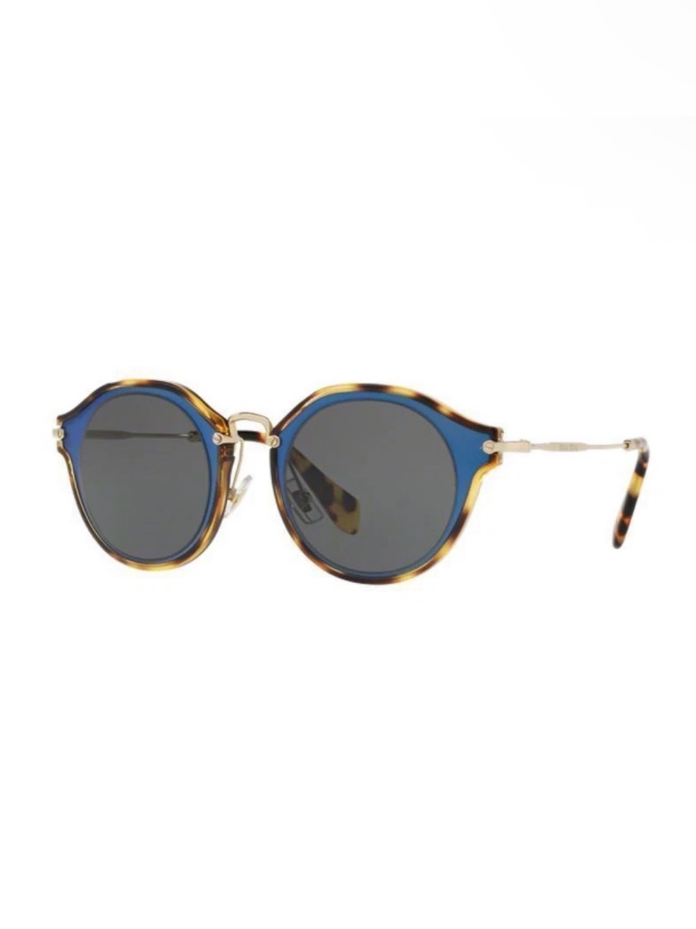 Miu Miu MU 51SS VA71A1 Matte Azure Tortoise Gold Cat-Eye Sunglasses 49mm